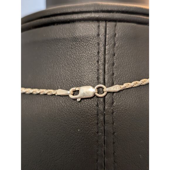 925 Sterling Amethyst Slice Crystal Pendant on Sterling Silver Rope Chain - Picture 4 of 7